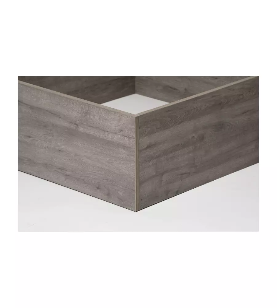 Letto 1 piazza e mezza "hi box" rovere grigio con rete e contenitore, 90x190 cm